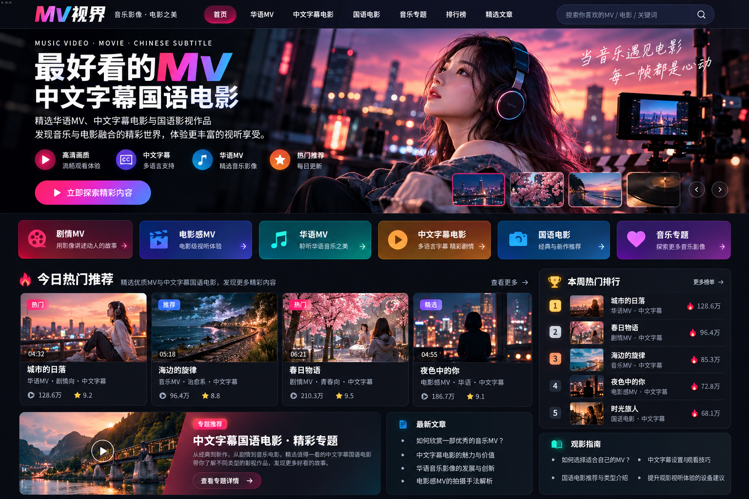 最好看的MV中文字幕国语电影音乐影像专题